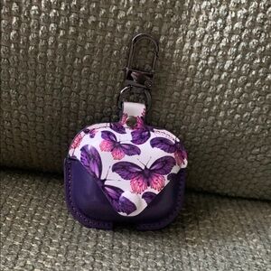 Purple and White Butterfly Earbud Case